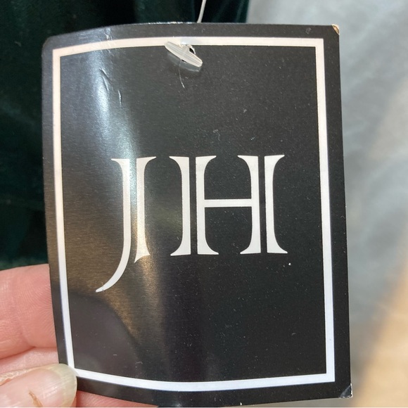 TOMMY HILFINGER VELVET GREEN PARTY DRESS RUCHING ZIP UP DRAPED NECK NWT SIZE 16 - Picture 13 of 15